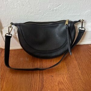 Anthropologie Urban Essentials Elegant Black Leather Shoulder Bag